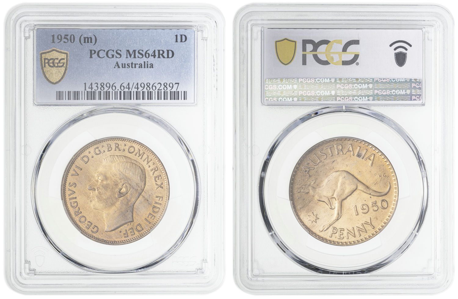 George VI, Penny, 1950, PCGS MS64RD