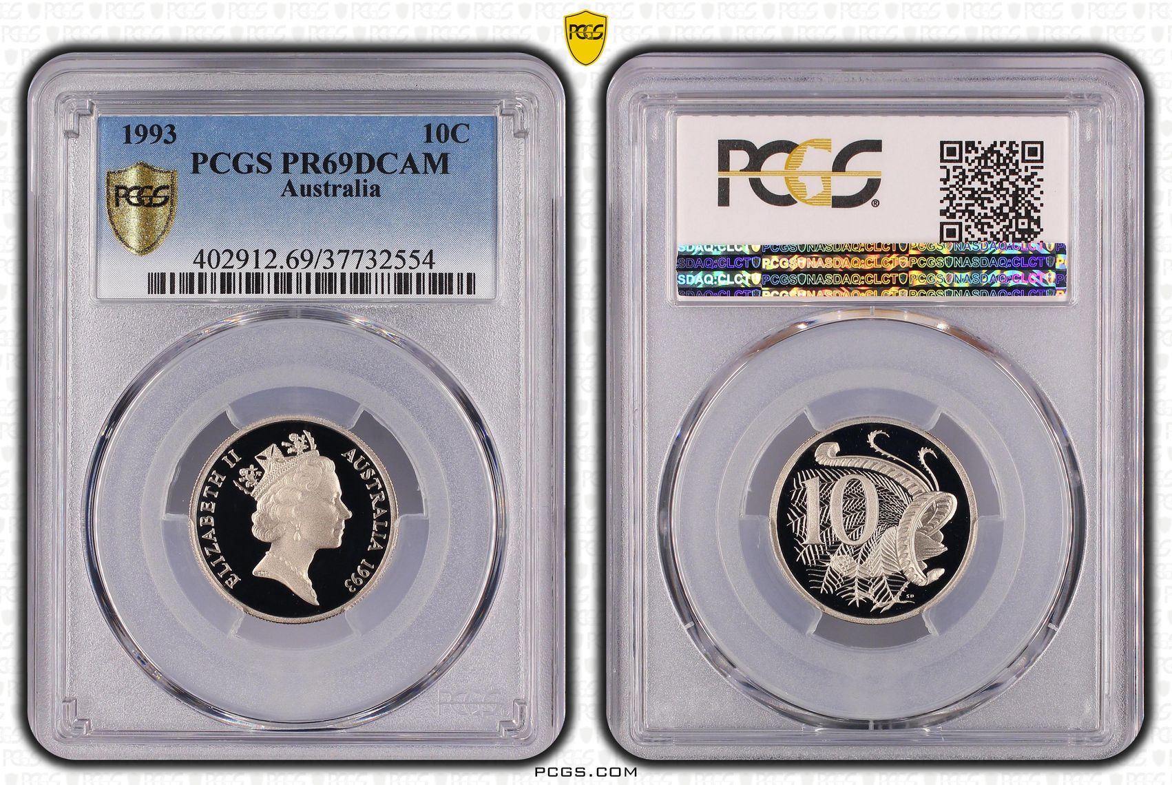 Elizabeth II, Ten Cent, 1993, PCGS PR69DCAM