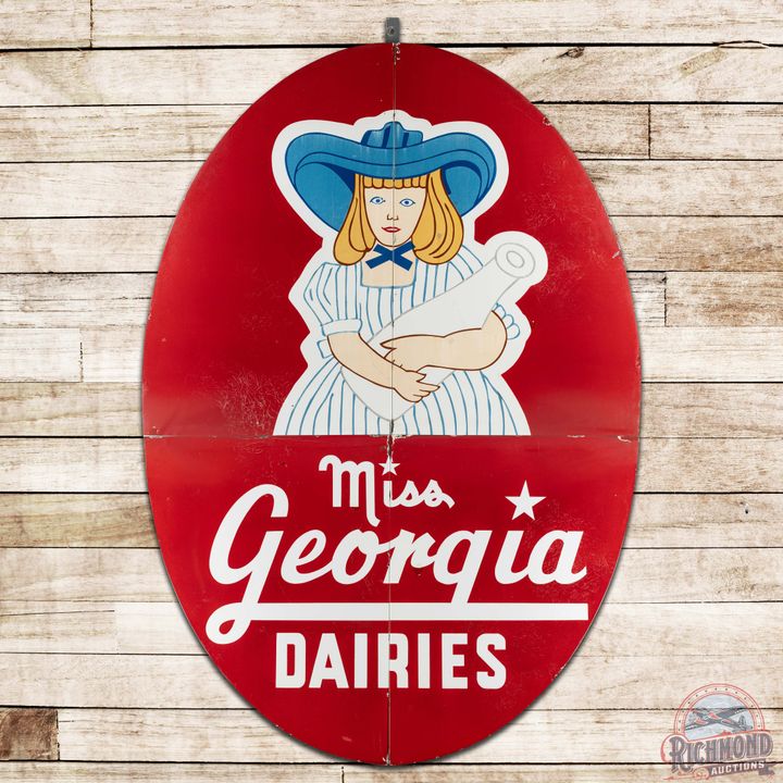 Miss Georgia Dairies 4-Piece SS Porcelain Sign w/ Bottle