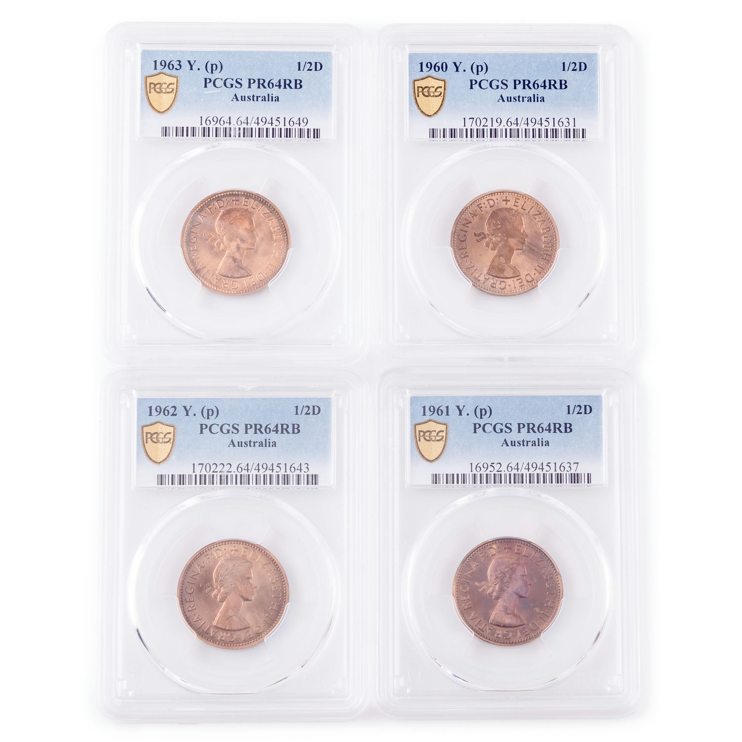 Elizabeth II, Halfpenny, 1960-Y. - 1963-Y., PCGS PR64RB