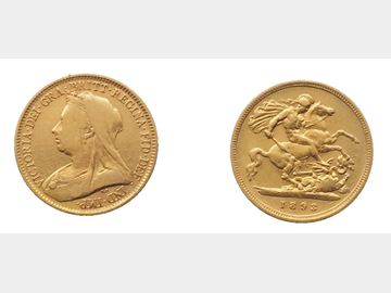 1893 Queen Victoria Old Head Gold Half Sovereign.