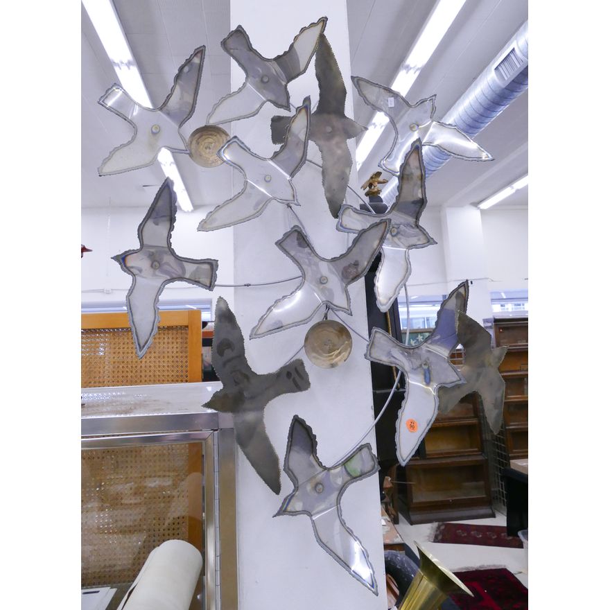 Midcentury Seagulls Metal Plaque- 35x25''