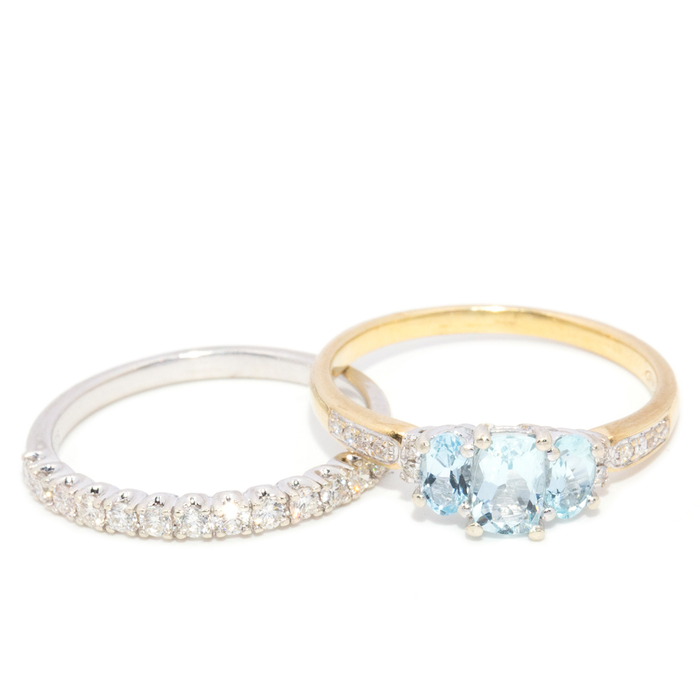 3 · Two Diamond & Topaz 9ct Gold Rings
