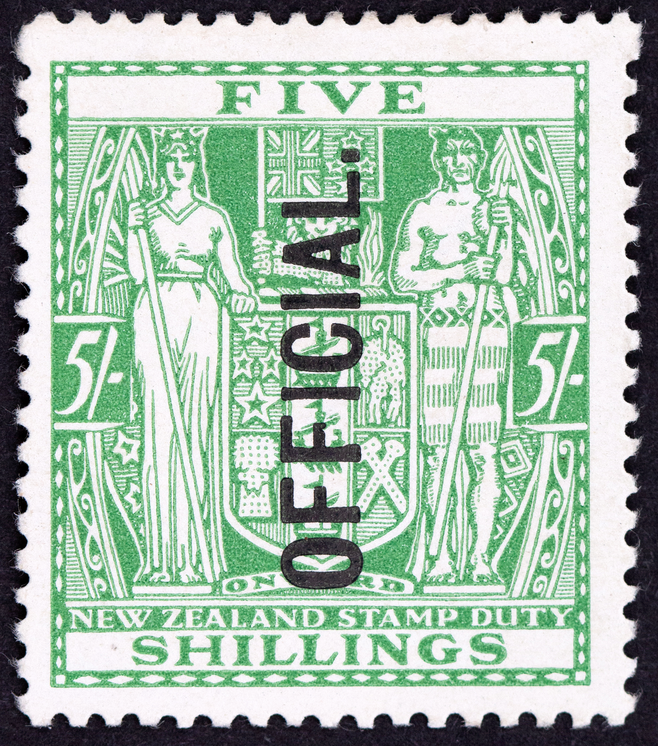 New Zealand, Five Shillings, Green, 1933, MLH