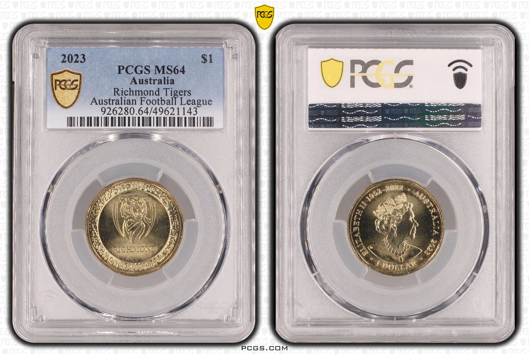 296 · AFL - Richmond Tigers , One Dollar, 2023, PCGS MS64