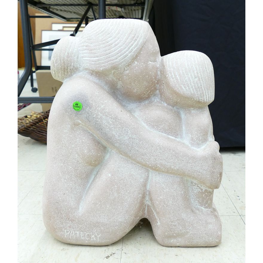 Ken Patecky ''A Mother's Kiss'' Stone Sculpture 19''x16''
