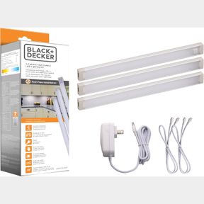 9" BLACK+DECKER LED UNDER CABINET LIGHTING KIT 3-BARS 9 INCHES EACH DIY TOOL-FREE INSTALLATION WARM WHITE 2700K 1080 LUMENS