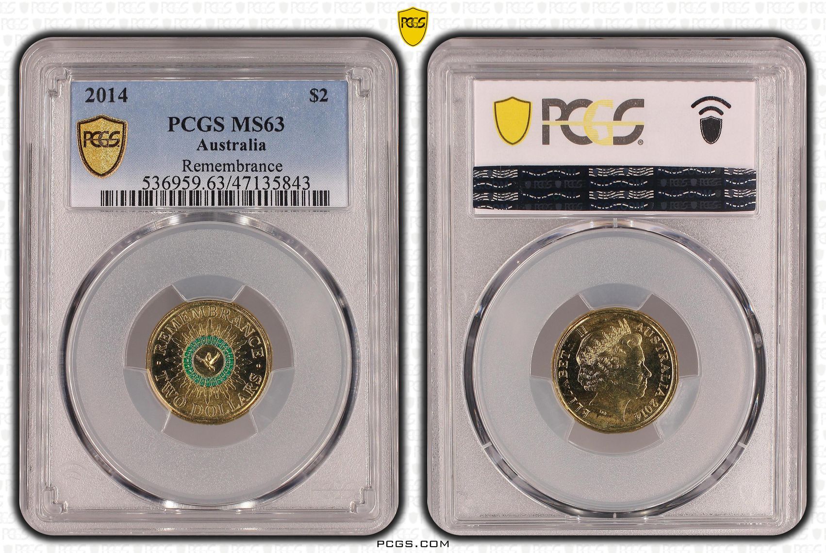 Remembrance - Colorized , Two Dollar, 2014, PCGS MS63