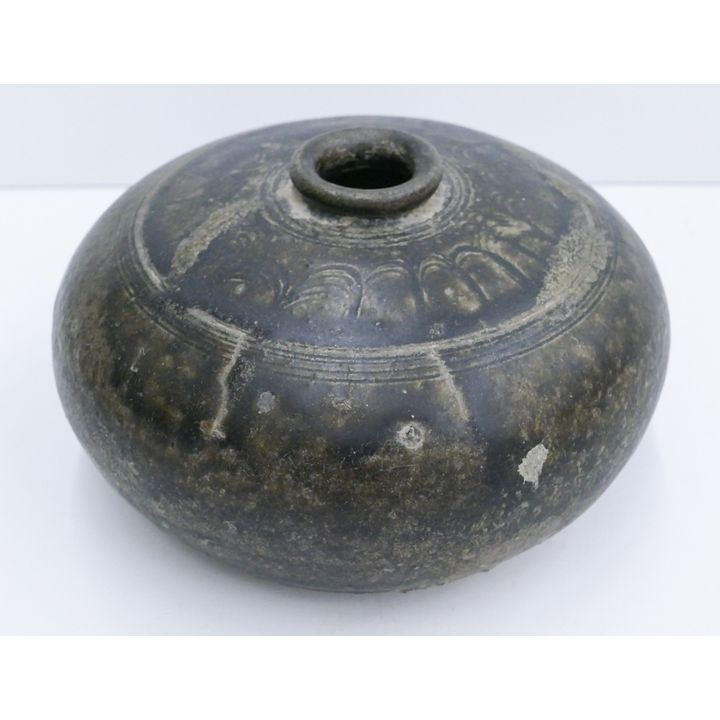 Ancient Khmer Cambodian Ceramic Brown Jar