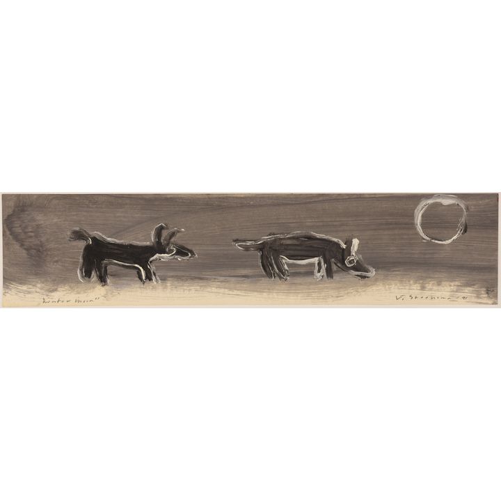 Jay Steensma ''Winter Moon'' 1991 Oil on Paper 5''x22.5''