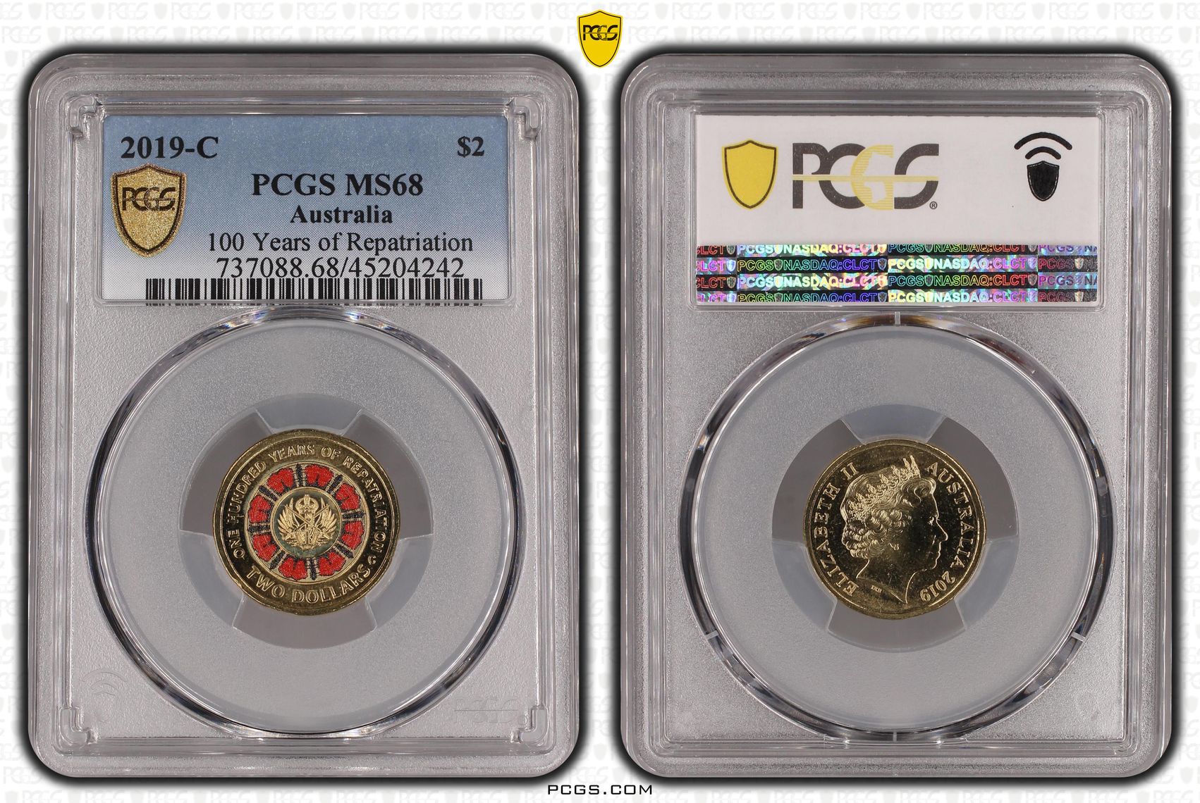 2019-C Australia Two Dollar, $2 100 Years of Repatriation PCGS - MS68 -242
