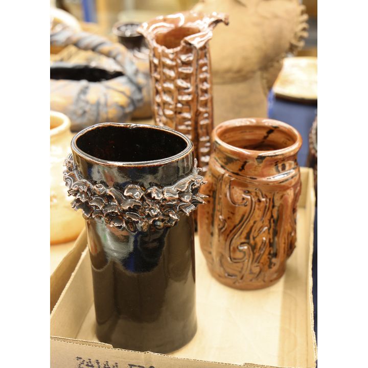 Box 3pc Ed Brannan Tenmoku Sculptural Tall Vases