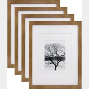 EGOFINE 11X14 PICTURE FRAMES 4 PACK DISPLAY PICTURES 5X7/8X10 WITH MAT OR 11X14 WITHOUT MAT MADE OF SOLID WOOD COVERED BY PLEXIGLA