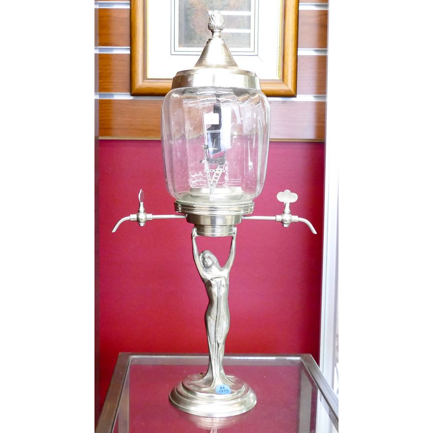 Deco Figural Metal Absynthe Decanter 19.5''