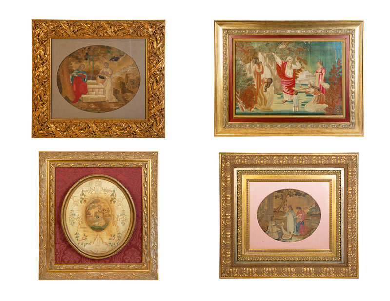 Four Needlework and Silk Pictures
Largest frame: 31 x 34 inches.