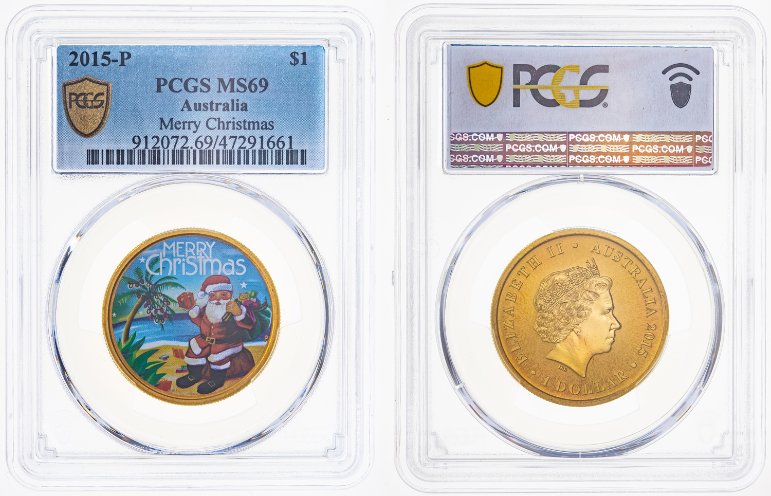 Merry Christmas, One Dollar, 2015-P POP Report 2/1, PCGS MS 69