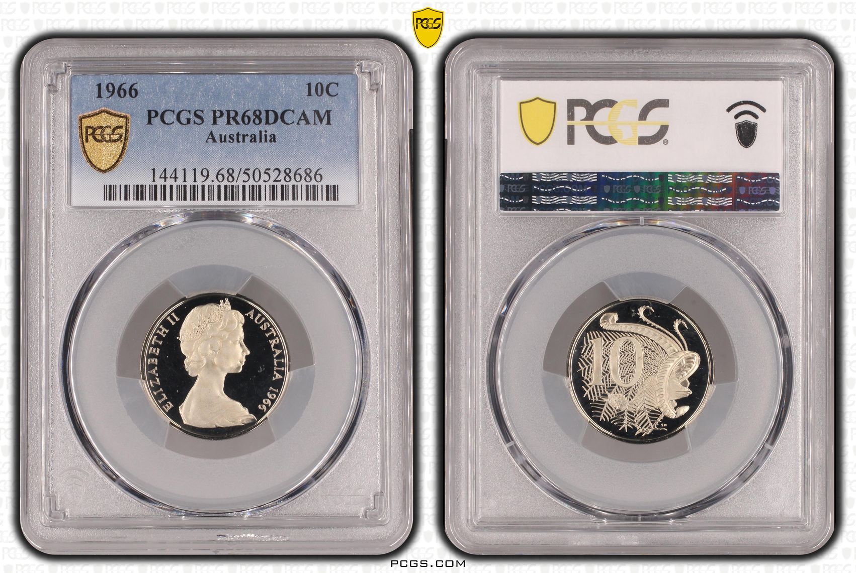 Ten Cent, 1966, Pcgs Pr68dcam