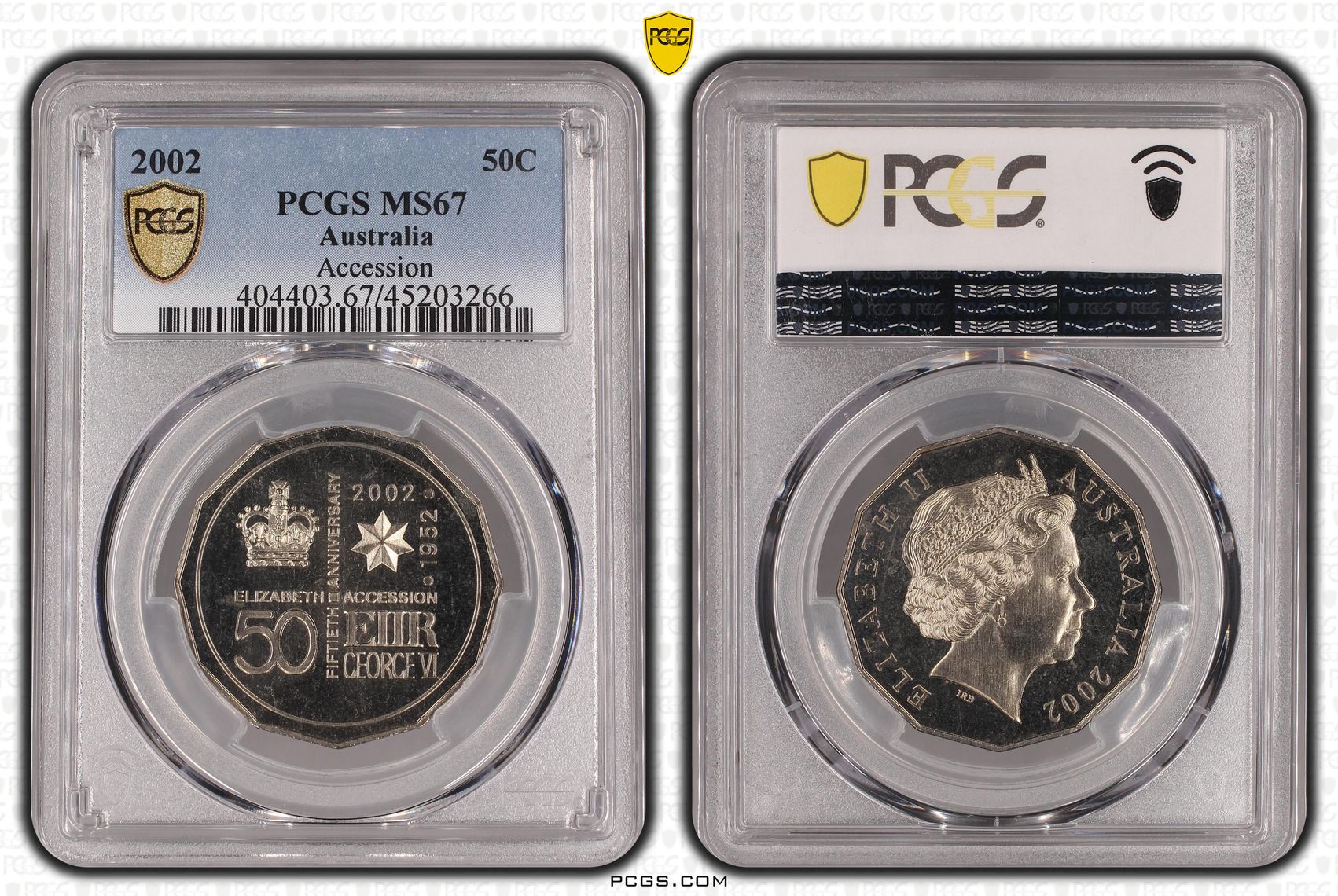 2002 Australia Fifty Cent, 50c Accession PCGS - MS67 -266