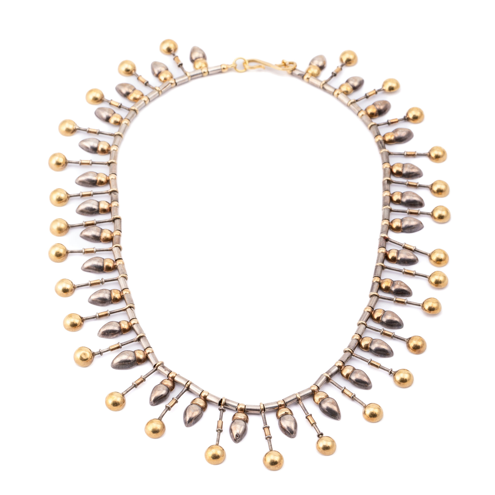 Ornate Fringe Necklace 18ct Gold & Silver