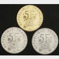 フランス エッフェル塔100年記念 5フラン金・銀・プラチナ貨3種揃 