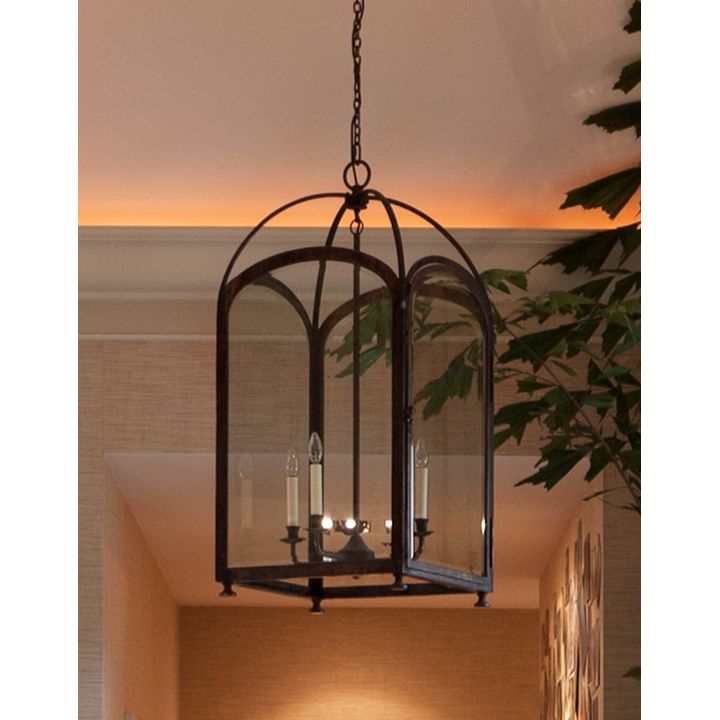 Pair of large and impressive metal lantern pendant lights