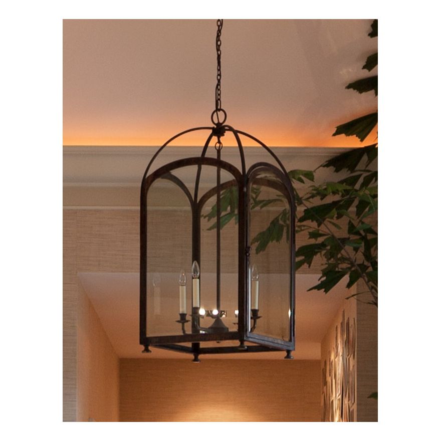 Pair of large and impressive metal lantern pendant lights