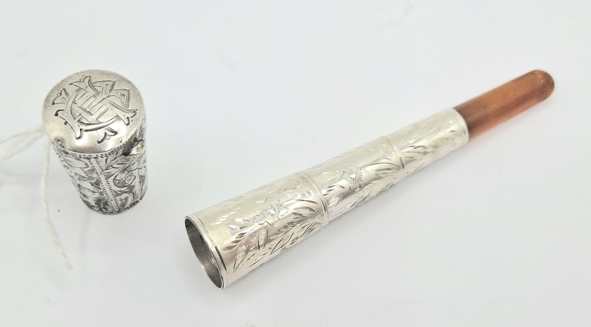 216 · EDWARDIAN SILVER TRAVEL CHEROOT HOLDER