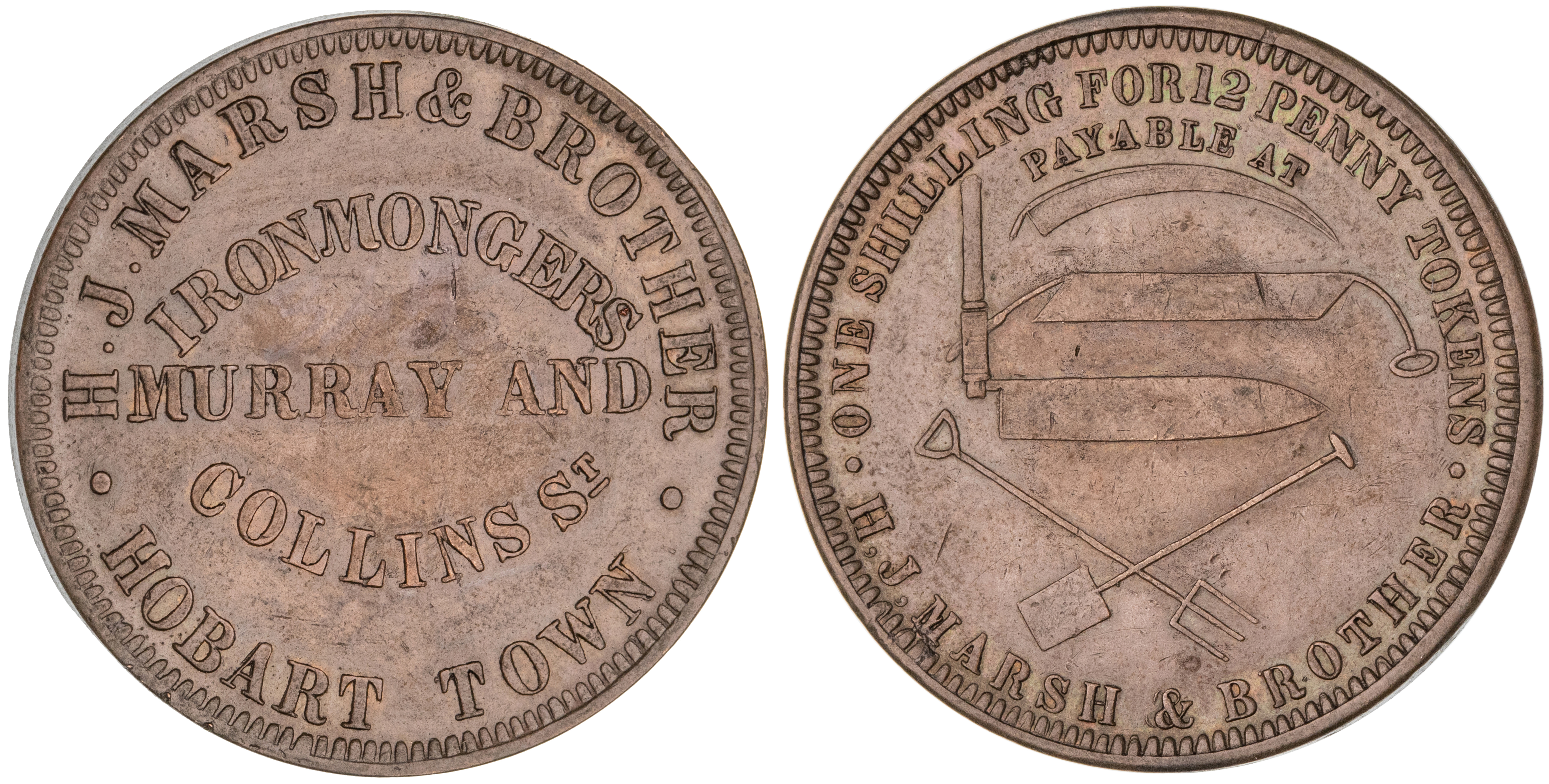 Hobart, Tasmania, H. J. Marsh & Brother, Penny, gEF