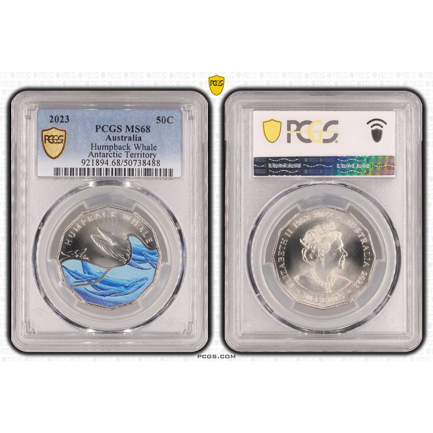 Humpback Whale Colorized, Fifty Cent, 2023, PCGS MS68