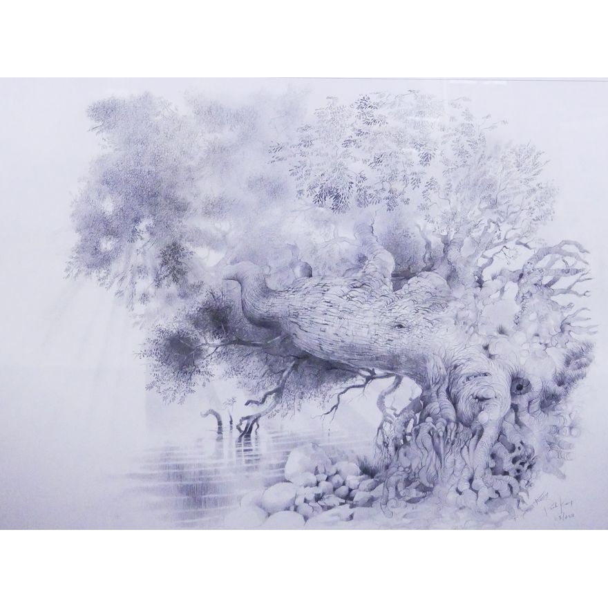 Pohutukawa S/N Tree Lithograph- 24x30'' framed