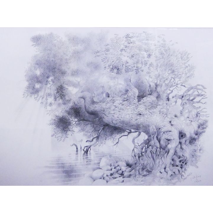 Pohutukawa S/N Tree Lithograph- 24x30'' framed