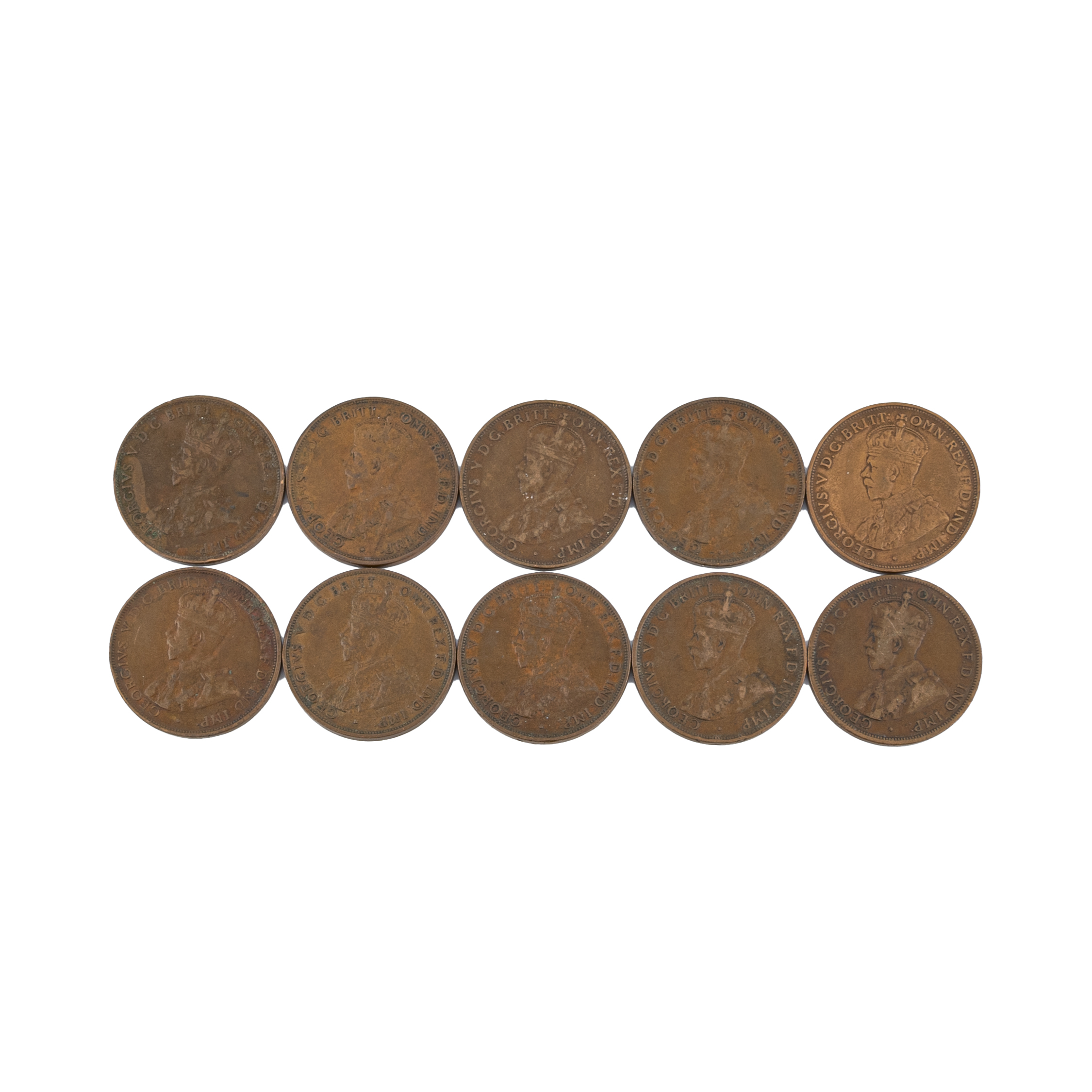 George V, Dot above//under Varieties, Penny, 1919 - 1931, VG - aVF