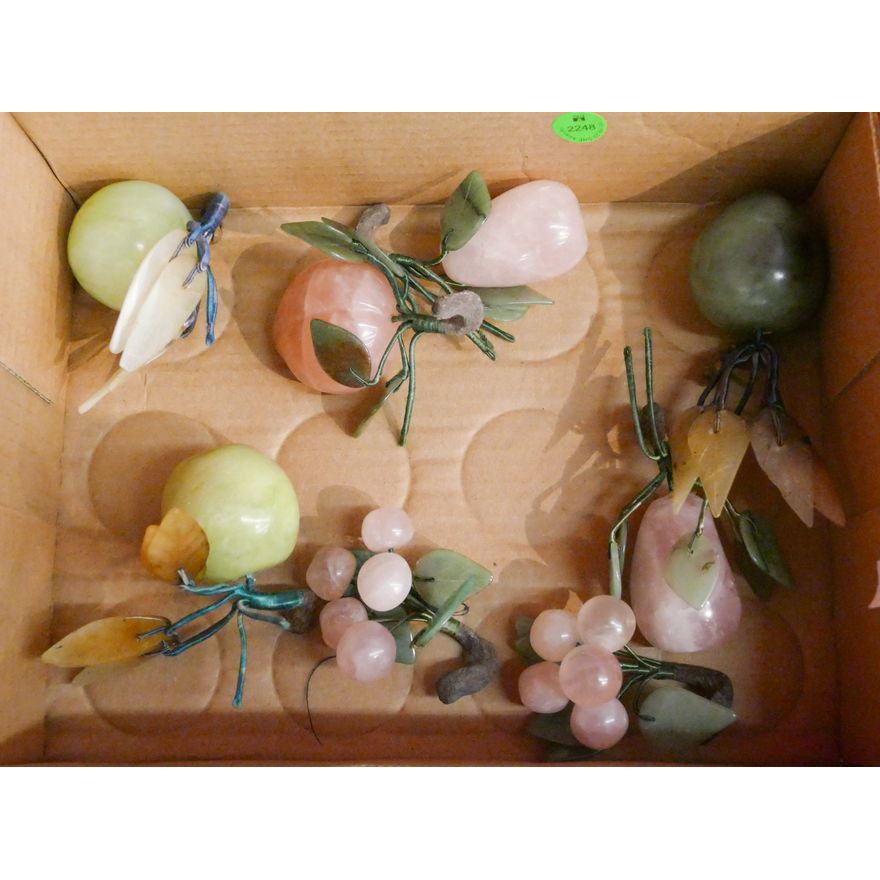 Box 8pc Chinese Hardstone Small Fruit