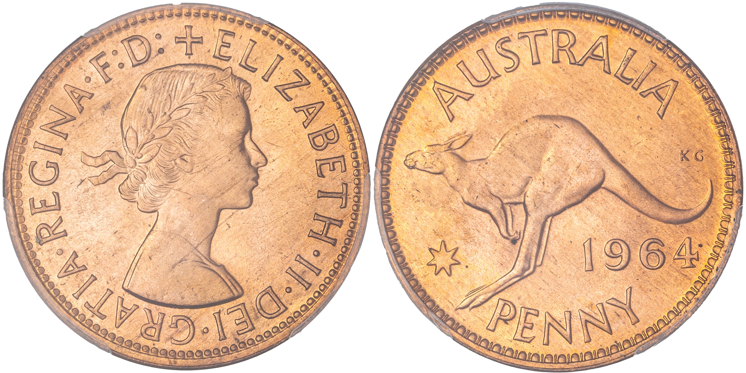 Elizabeth II, Penny, 1964, PCGS MS65RD