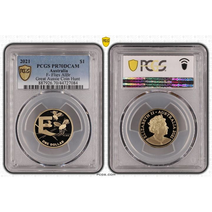 Elizabeth II, F- Flies, One Dollar, 2021, PCGS PR 70DCAM
