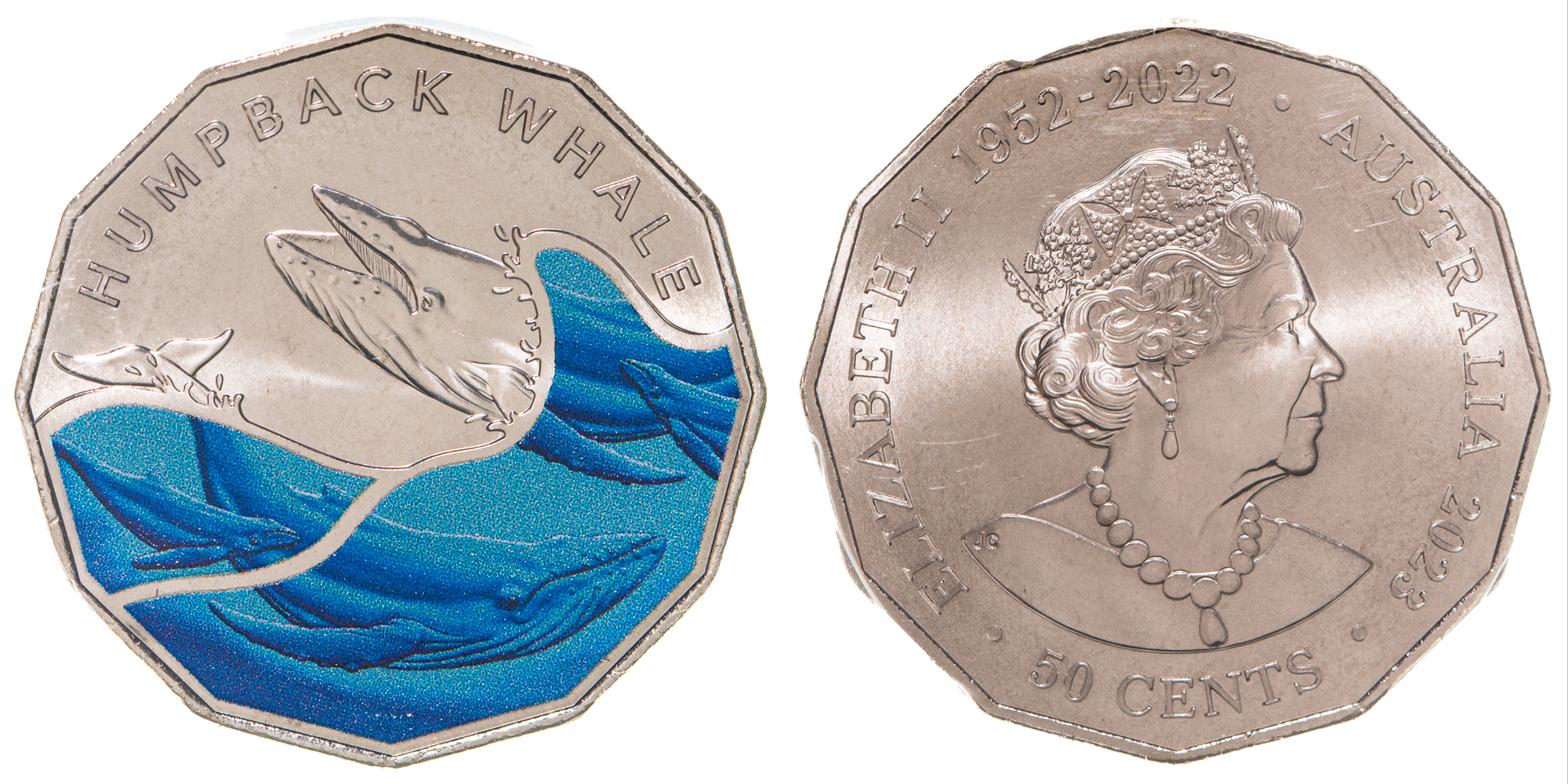 Elizabeth II, Humpback Whale - Antarctic Territory, Fifty Cent, 2023, PCGS MS 69