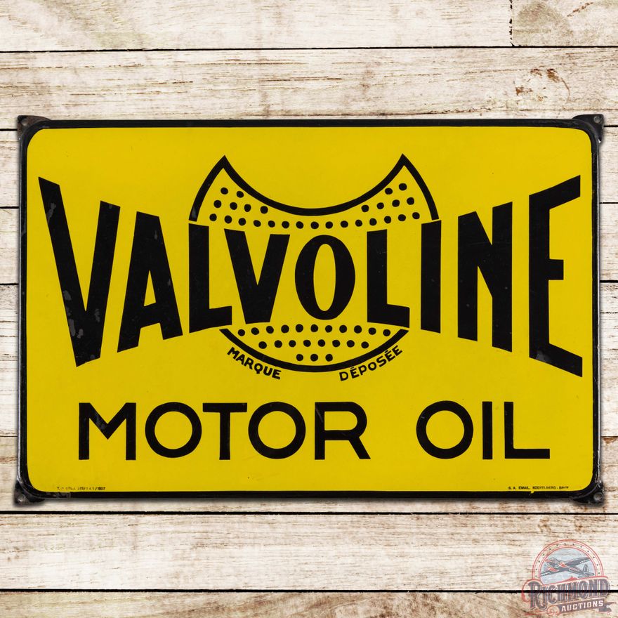 1937 Valvoline Motor Oil SS Porcelain Sign w/ Logo