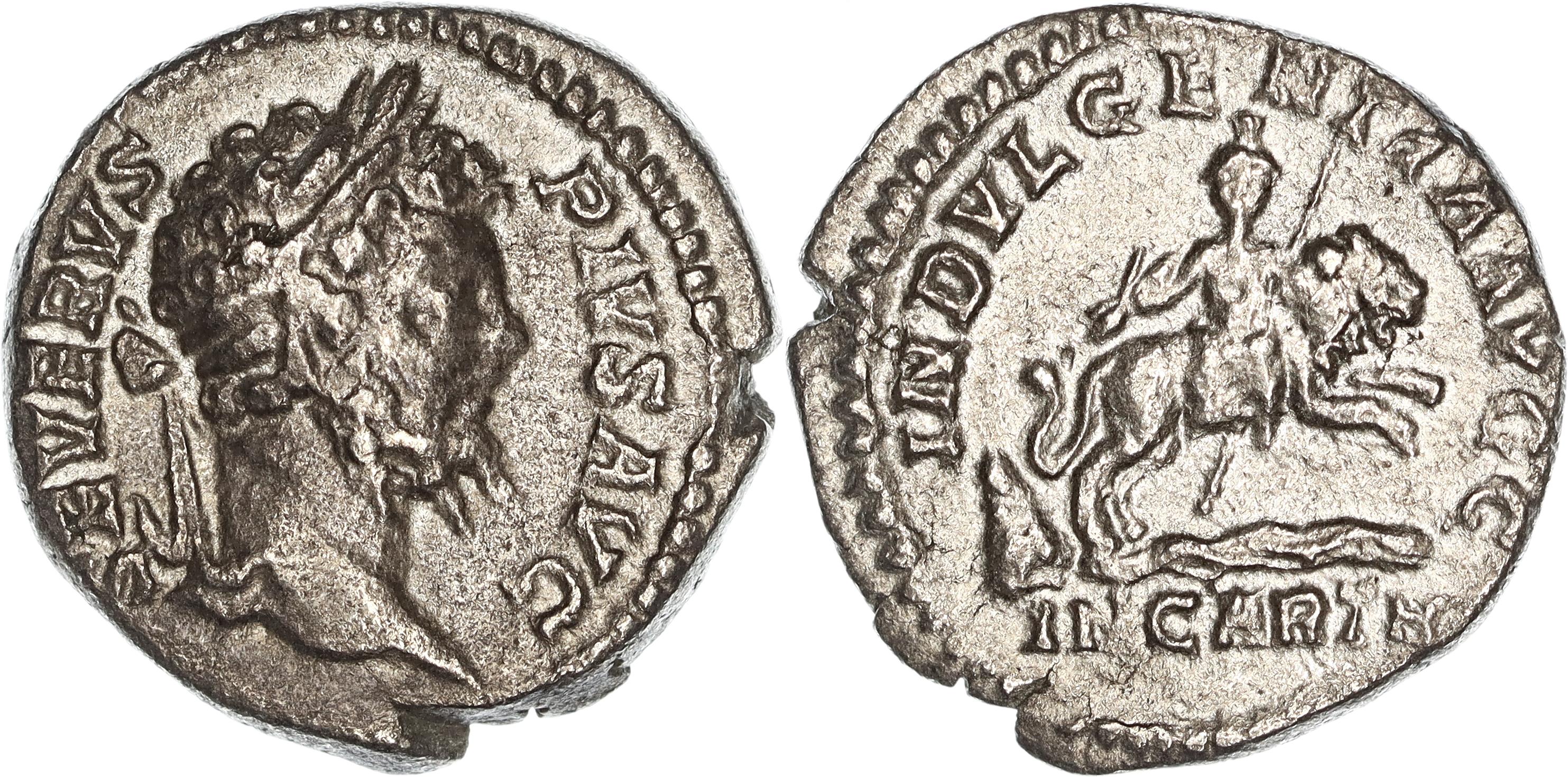 Roman Empire, Septimius Severus, Silver Denarius, 204 AD, nVF