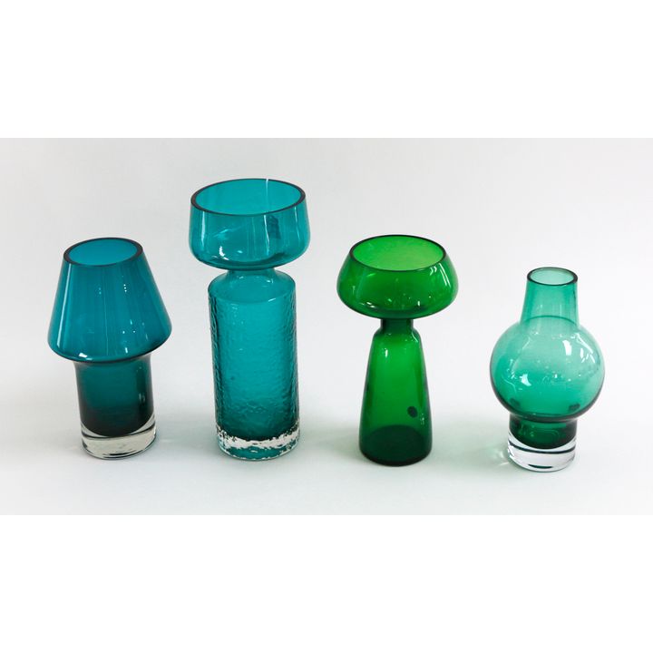 Four vintage Scandinavian art glass vases