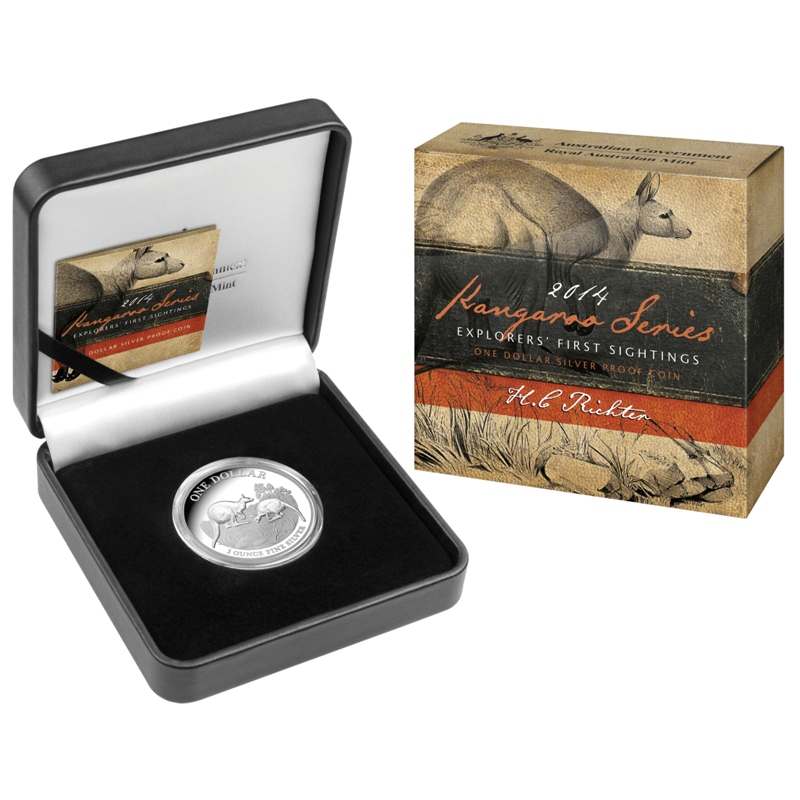 2014 RAM $1 Kangaroo Series-First Sightings Silver Proof Coin- Box & COA