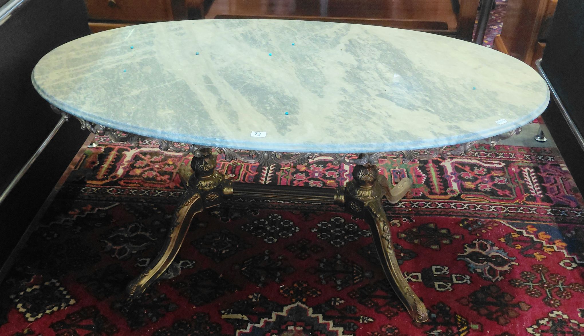 72 · ANTIQUE MARBLE AND GILT COFFEE TABLE