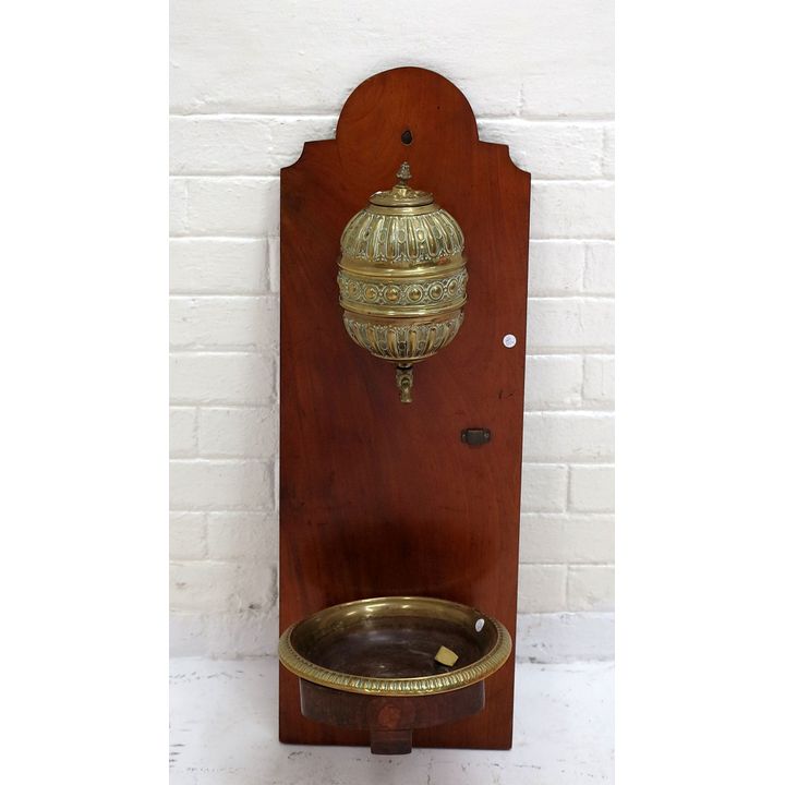 FRENCH BRASS FOUNTAIN ON WOODEN PANEL