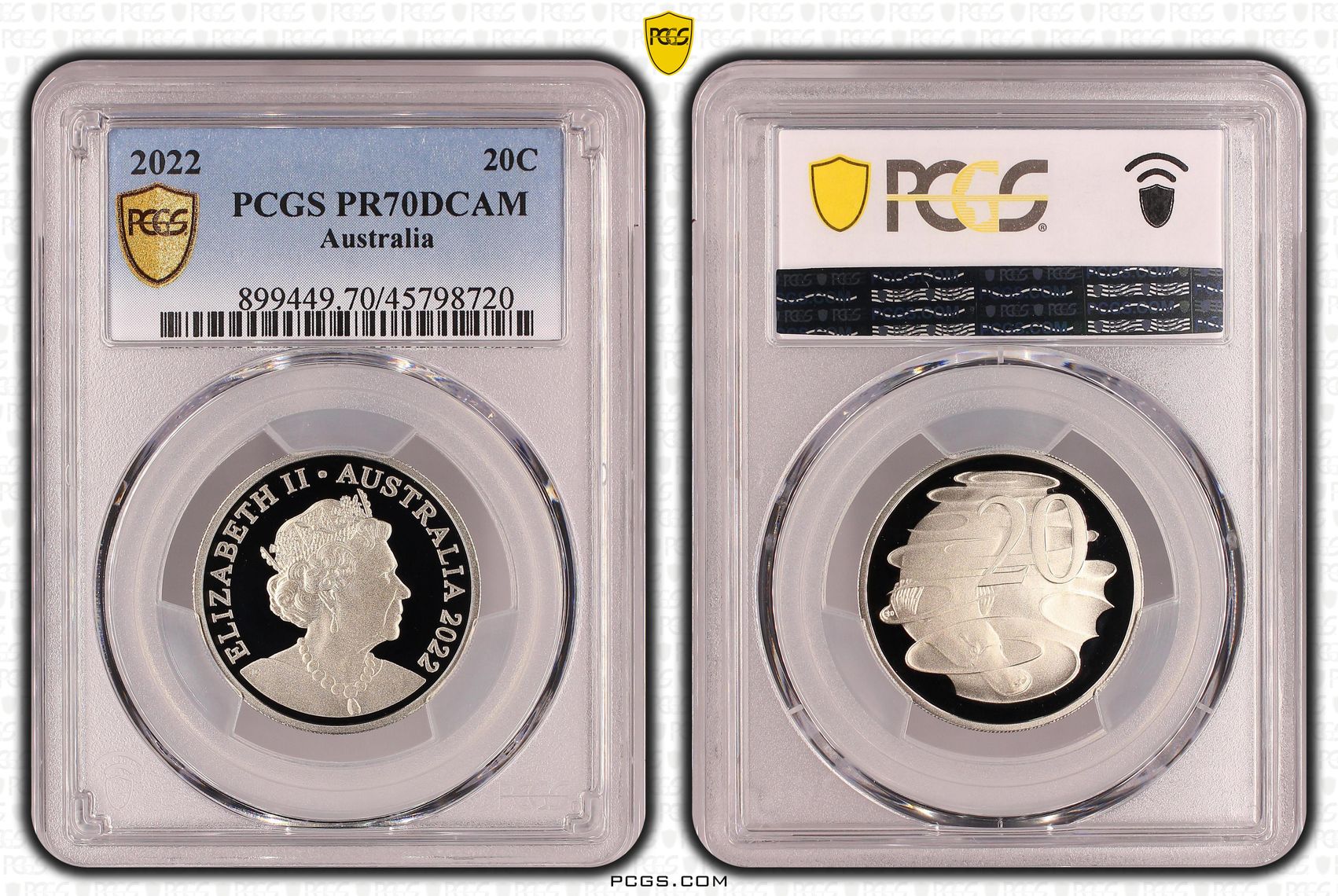 Top pop, Twenty Cent, 2022, PCGS PR70DCAM