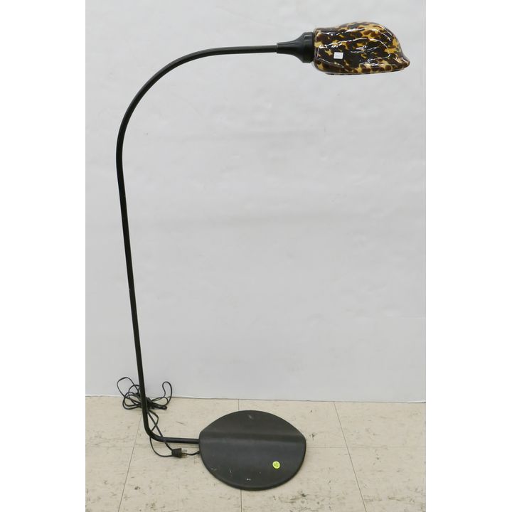 Cast Iron Base Floor Lamp with Art Glass Shade- 45x26''