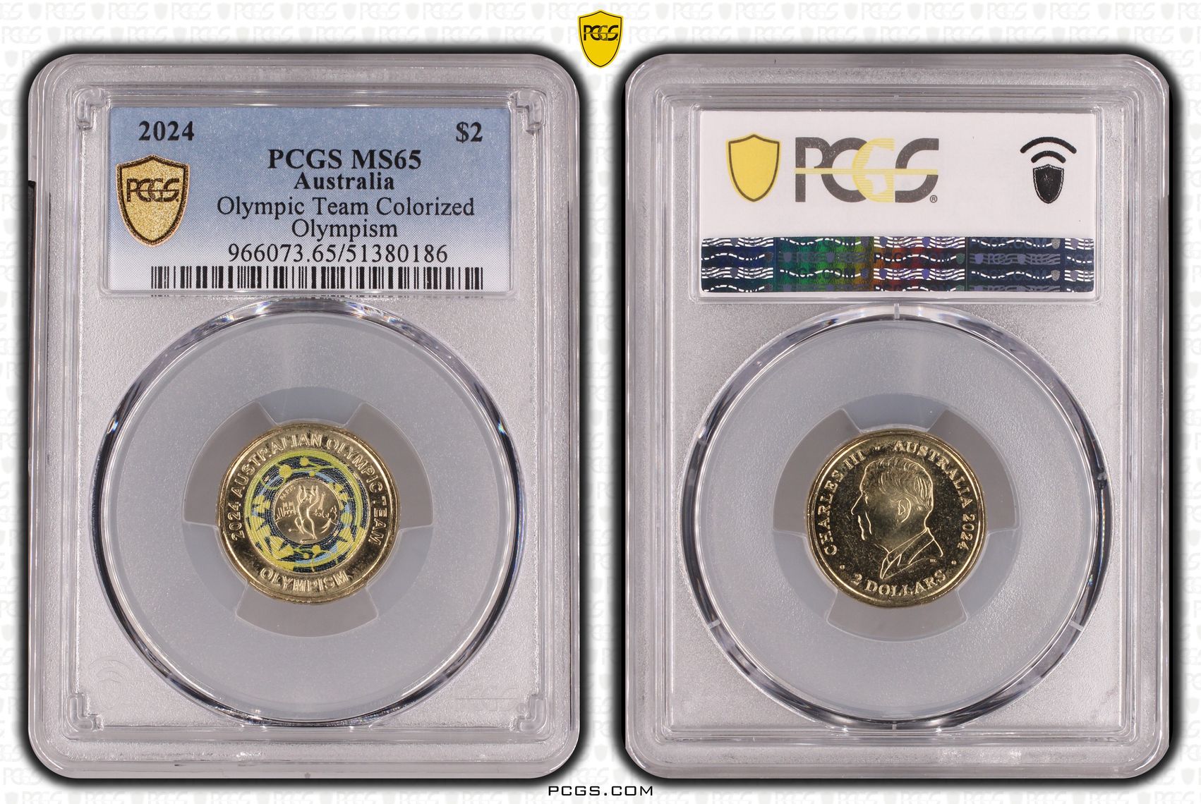 Olympic Team Colorized Olympism, Two Dollar, 2024, PCGS MS65