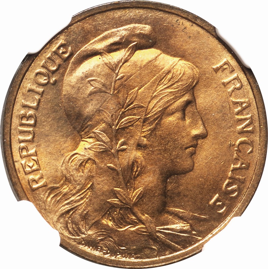 1916 フランス 5サンチーム 銅貨 NGC アンティーク モダン コイン 