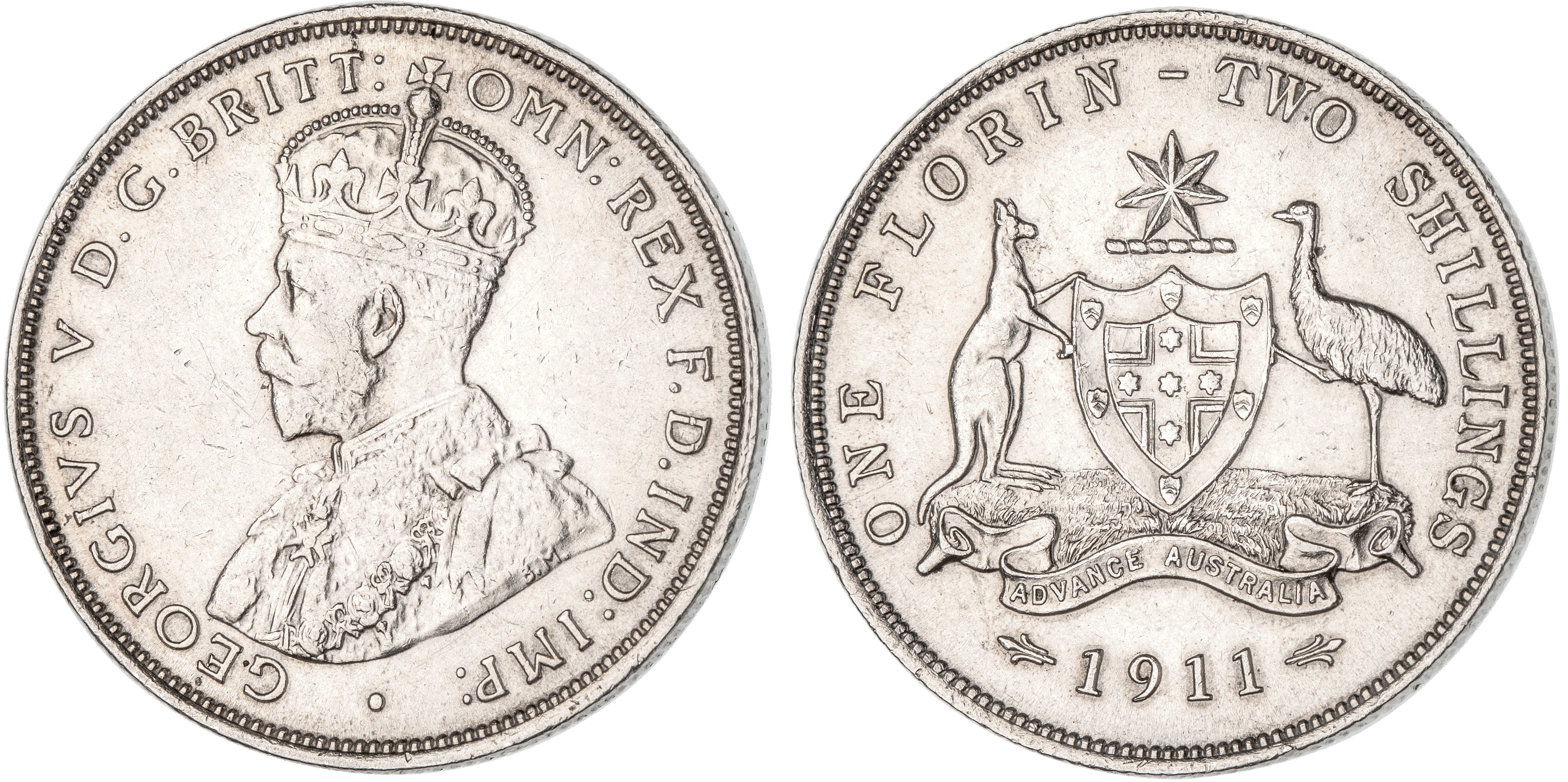 George V, Florin, 1911, aEF