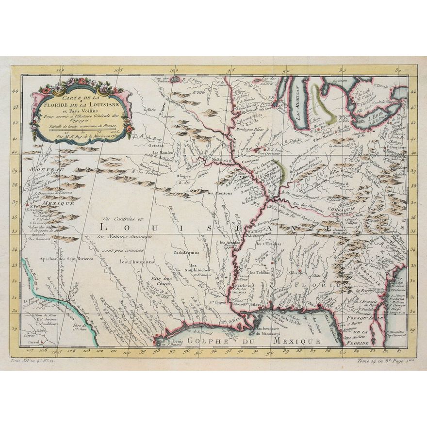 Jacques-Nicolas Bellin | Carte de la Louisiane et Pays Voisins Pour servir a l' Histoire Generale des Voyages