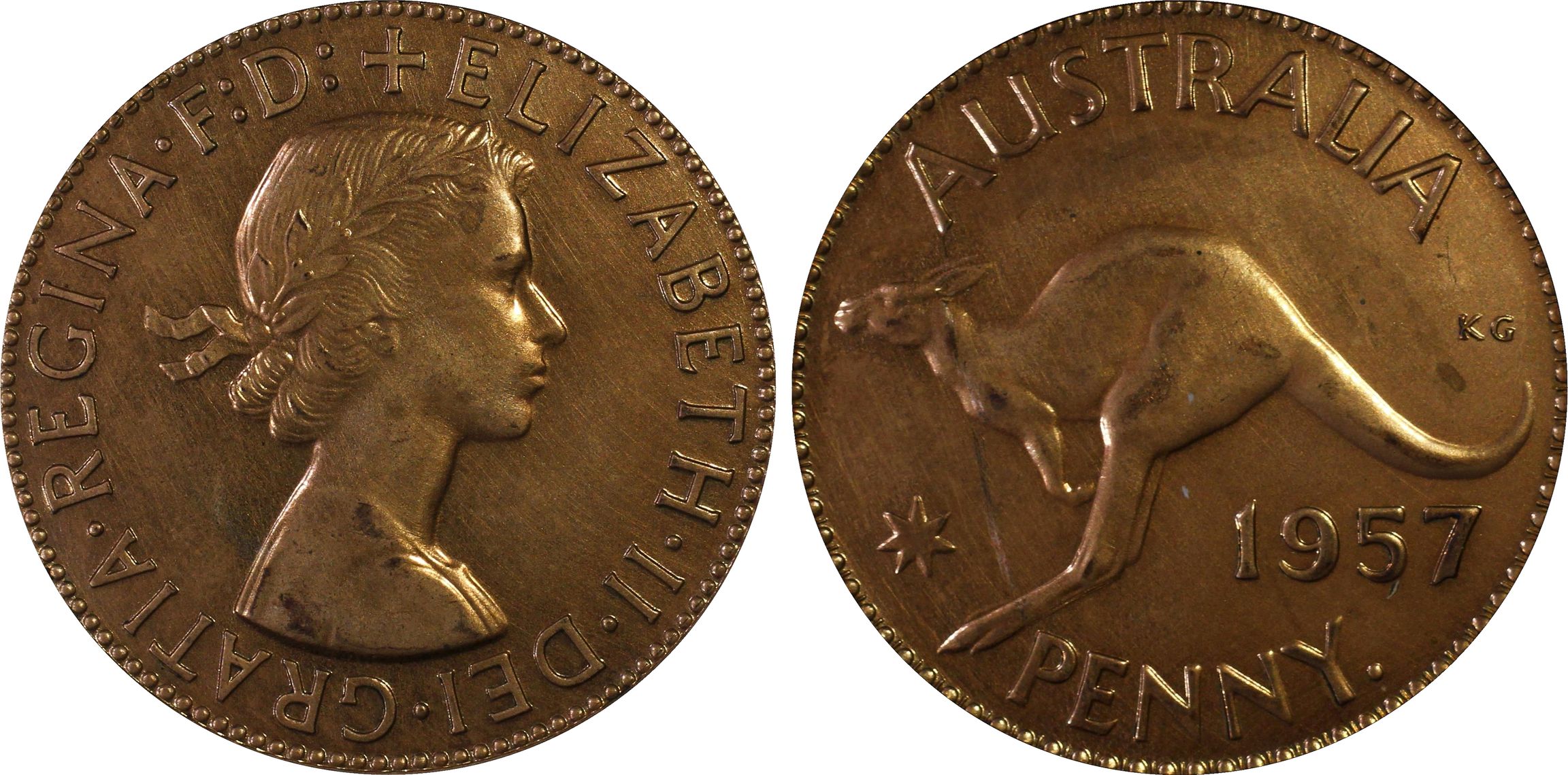 Elizabeth II, Brilliant, Penny, 1957 Y. (p), PCGS PR63RD