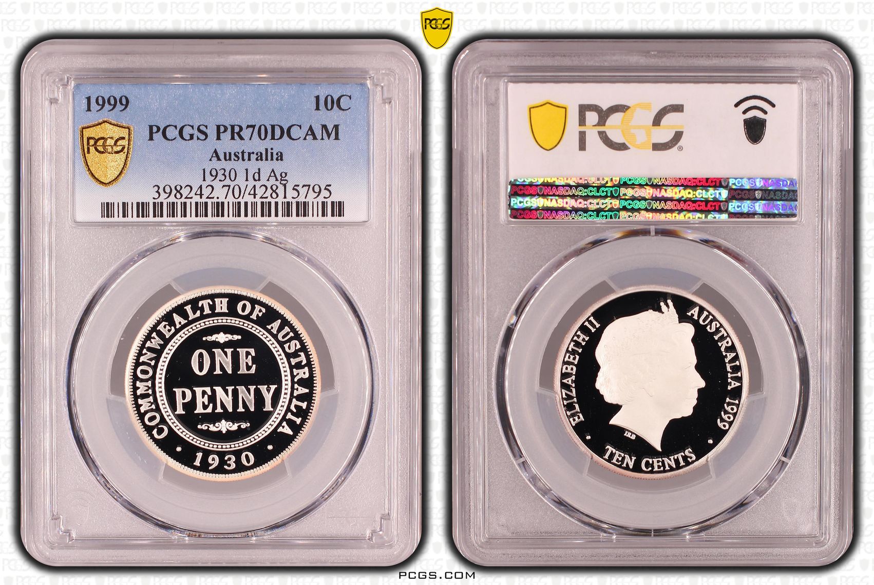Elizabeth II, Silver, 1930 Penny, Ten Cent, PR70DCAM , 1999 PCGS POP - 21/0